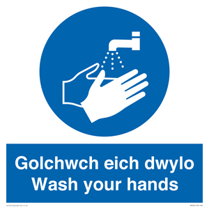golchwch eich dwylo / wash your hands - safety sign